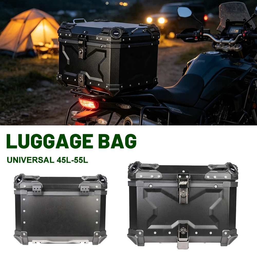 Motorcycle Corner Aluminum Alloy Pattern Box Universal 45L Type Waterproof Shockproof  Embossed Motorcycle Travel  Side Box