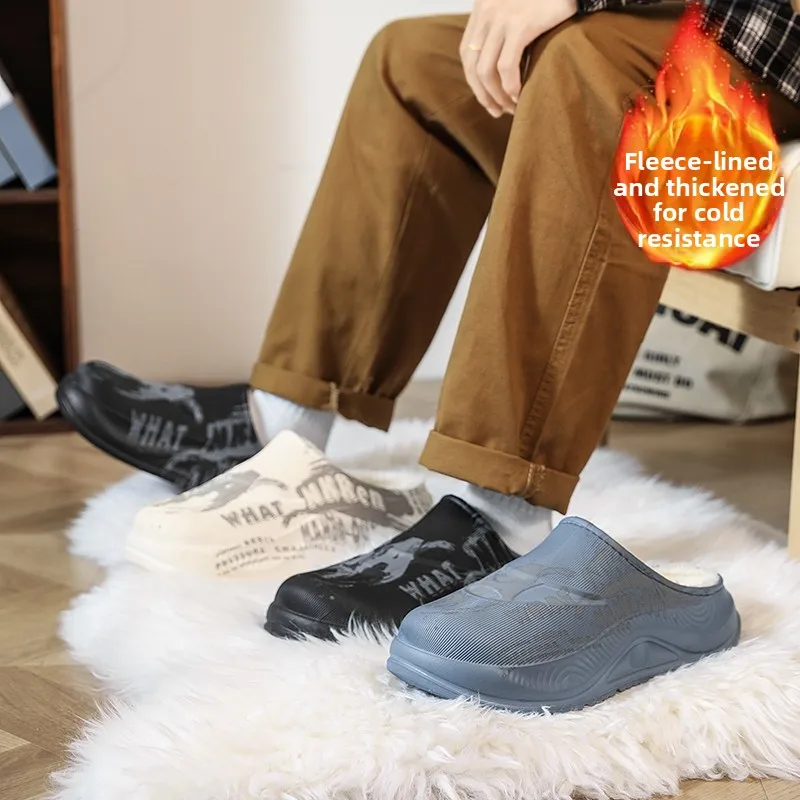 Portable Warm Cotton Slippers Light Fuzzy Home Footwear Non Slip Sole for Indoor Rest Winter Daily Relax Wear