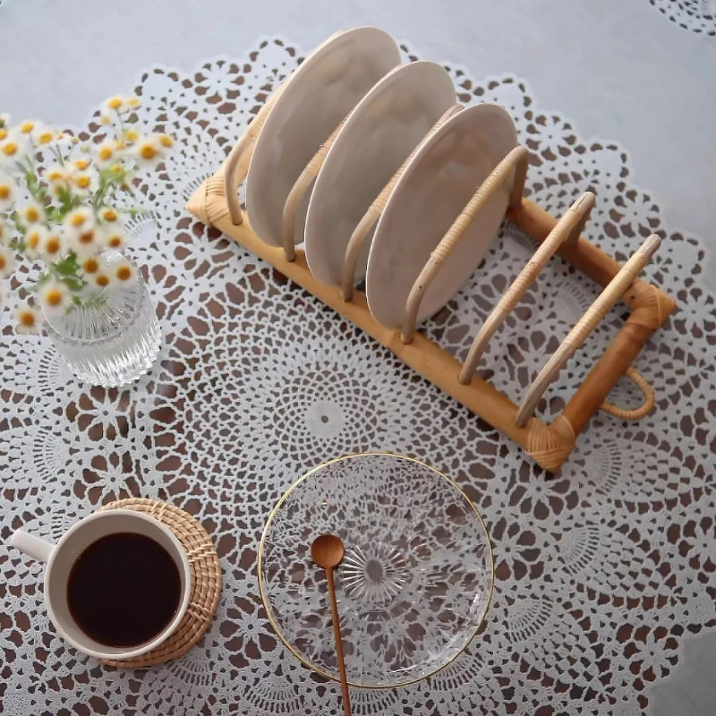 Japanese Style Drying Rack for PlatesBamboo Kitchen Organizer with Drainage Storage for Dishwashing, Dining Room & Bookshelf