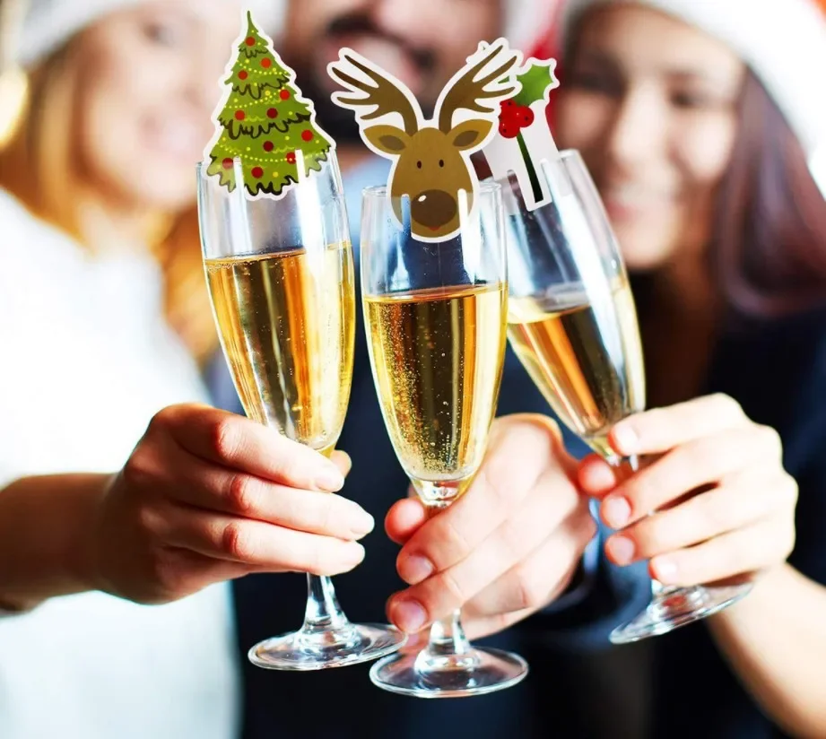 10 قطعة بطاقة كأس عيد الميلاد سانتا قبعة كأس للنبيذ ديكور الحلي نافيداد نويل السنة الجديدة هدية زينة عيد الميلاد