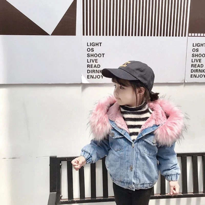 Jacket Girls Coat Winter Cotton Windbreak 2025 Jean Warm Plus Thicken Teenagers Overcoat Snowsuit Children's Clothing