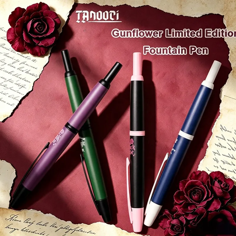 Tannoc Gunflower Fountain Pen 5 Ink Cartridge Set TFC-100-GR Industrial Floral Matte Finish Executive Office Writing Instruments