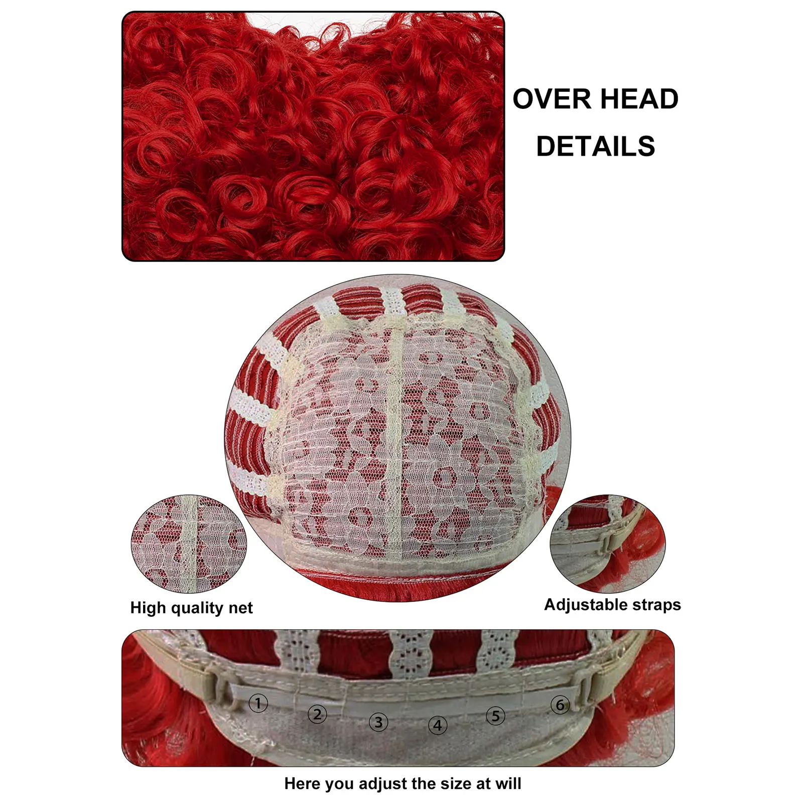 6 Polegada sintético curto espiral encaracolado rainha vermelha peruca cosplay com anime halloween carnaval exposição em quadrinhos natural cos peruca