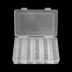 100 stks Transparante Plastic Munt Container Doos 25mm Munt Opslag Capsules Houder