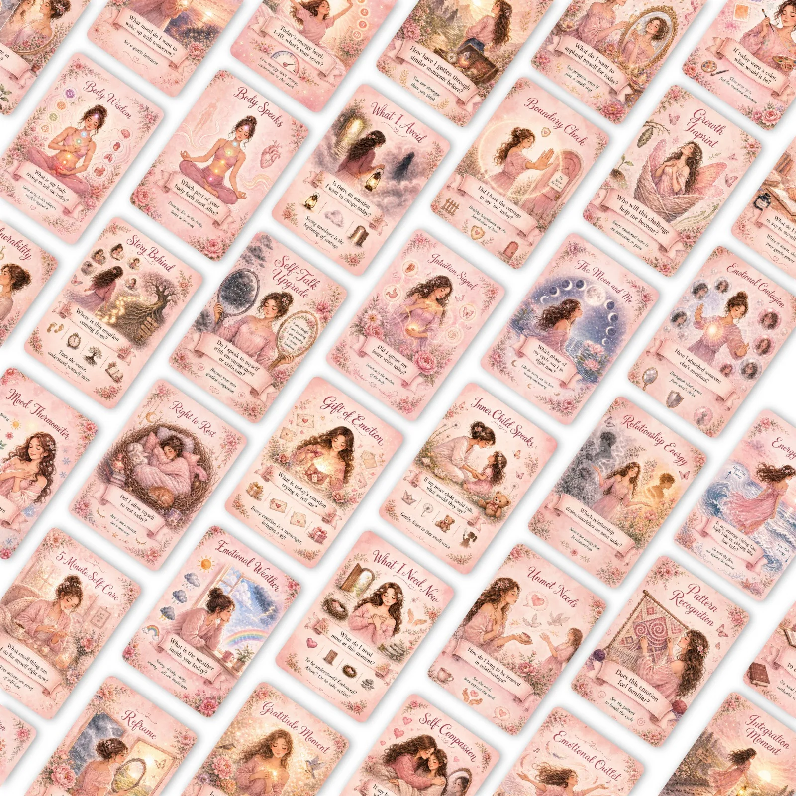 36-teiliges Set Selbstreflexionskarten im Ins-Stil, Englische Emotionale Reflexionskarten für Inneres Wachstum, Mentale Heilung, Positive Affirmationen, Mini-Karten – Detail 8