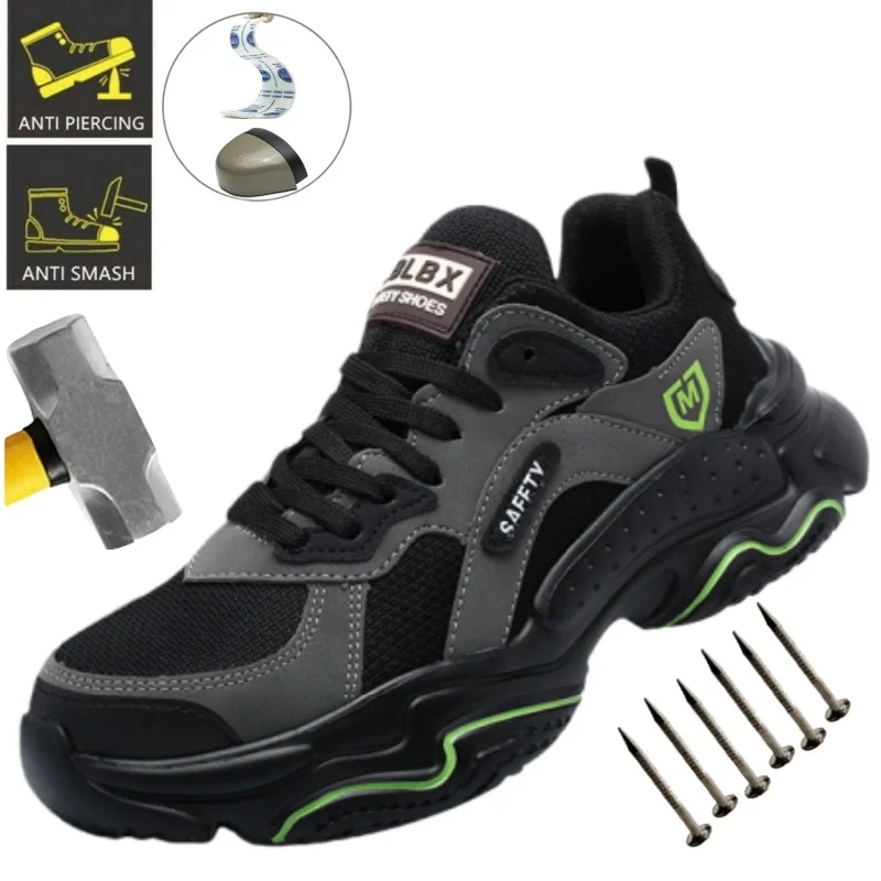 

Рабочая обувь, мужские рабочие ботинки со стальным носком, защищающие от проколов, защита от ударов, неразрушимые кевларовые стельки, защитные кроссовки