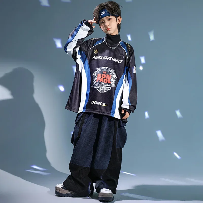 

Teen Boys Girls T-shirt Corduroy Wide Leg Cargo Pants Kids Streetwear Hip Hop Loose Tshirt Trousers Sets Children Tracksuits