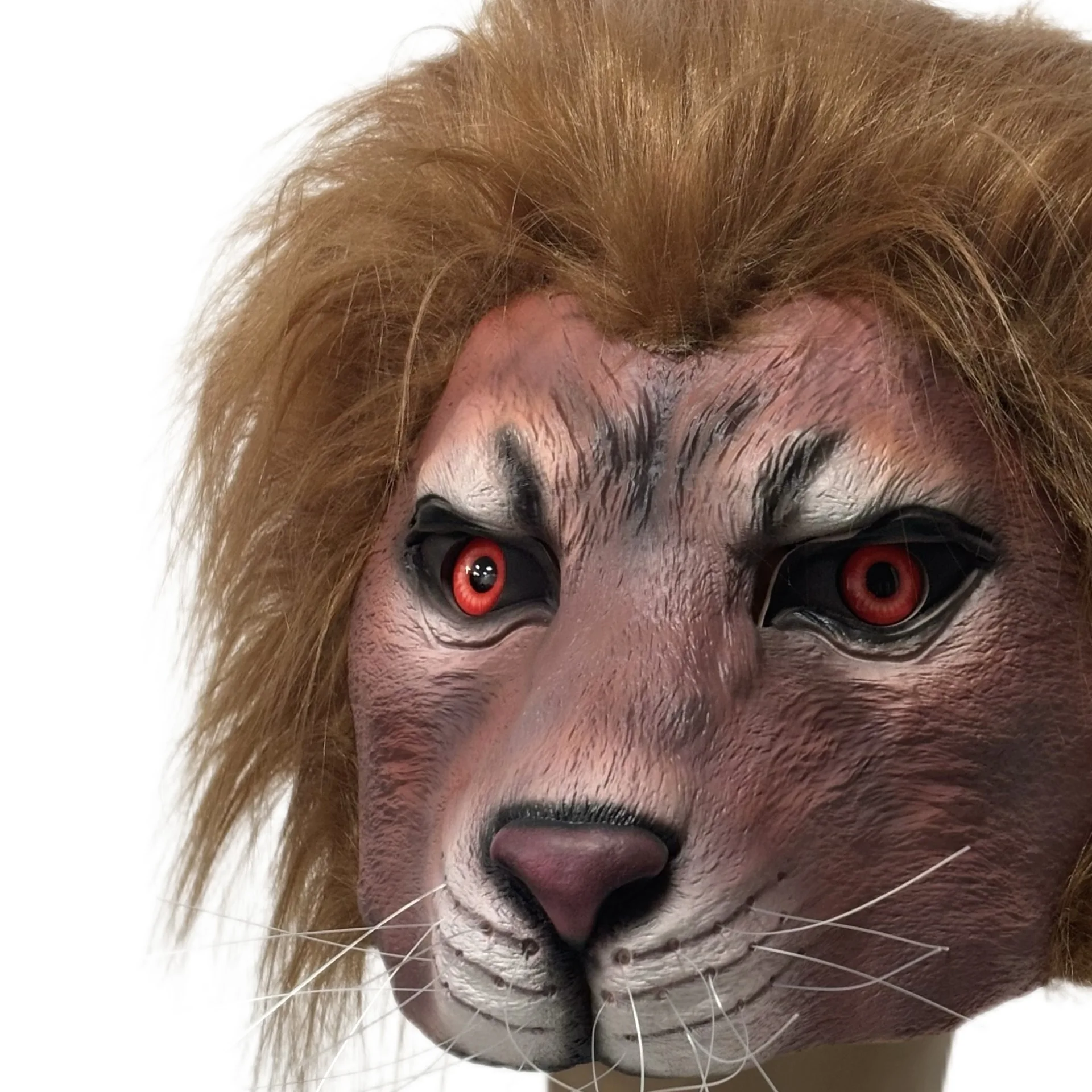 Realistische Löwen-Latex-Vollgesichtsmaske mit Kunstfellmähne Tierkopfmaske Halloween Cosplay Maskerade Karneval Party Kostüm Requisite – Detail 4