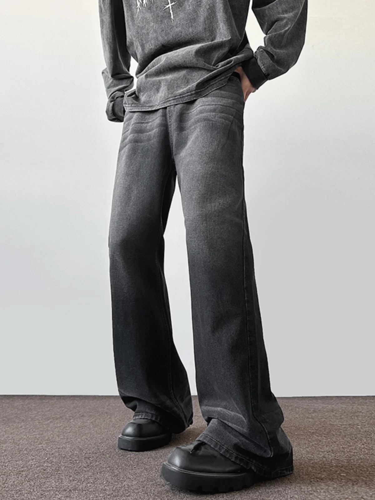 

Модные мужские джинсы с градиентным цветовым дизайном, прямые брюки из денима с микро-клешем, молодежная одежда, весенний сезон