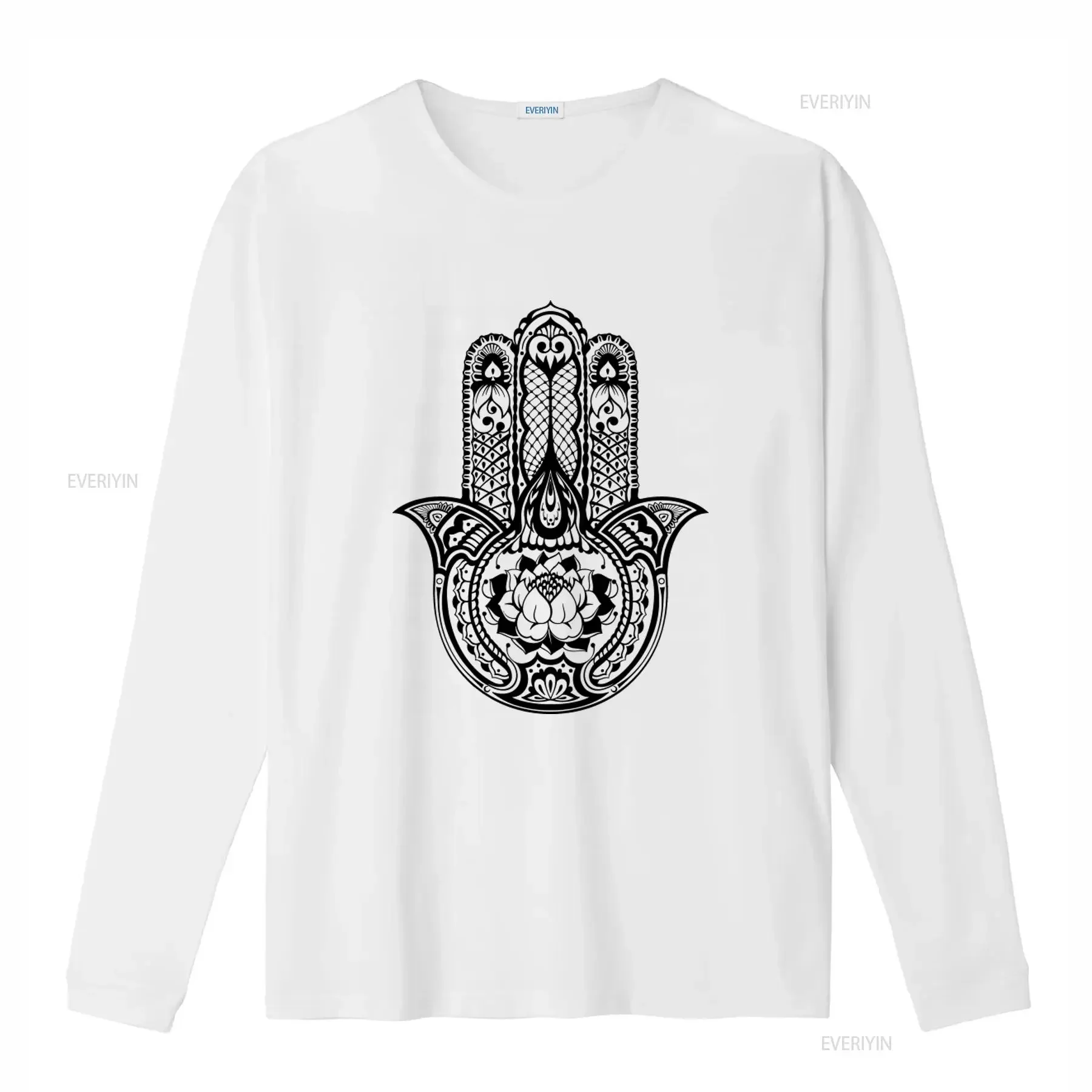 Tribal Hamsa Hand of Fatima Tattoo Large Print Men's T Shirt Unique Detailed and Stylish Design vintage Washed graphic homme