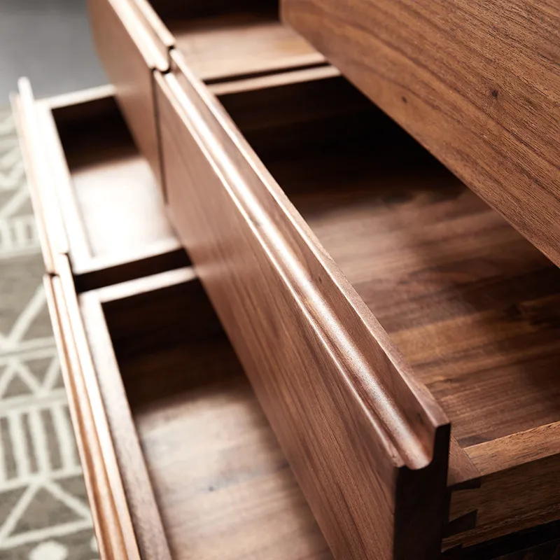 North American black walnut all-solid wood wardrobe, large wardrobe, modern double-door storage cabinet c