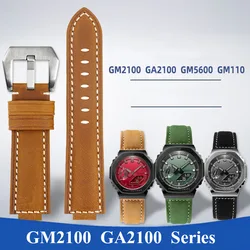 New Vintage Frosted Leather Watch Band For Casio DW5600/5610 GA110 GM5600 GM2100 GA2100 Modified Strap Men Bracelet 16mm