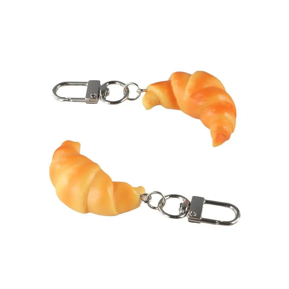 School Bag Pendant Keyring Croissant Keychain Creative Cartoon Simulation Food Toy Funny Cute Food Model Pendant Car