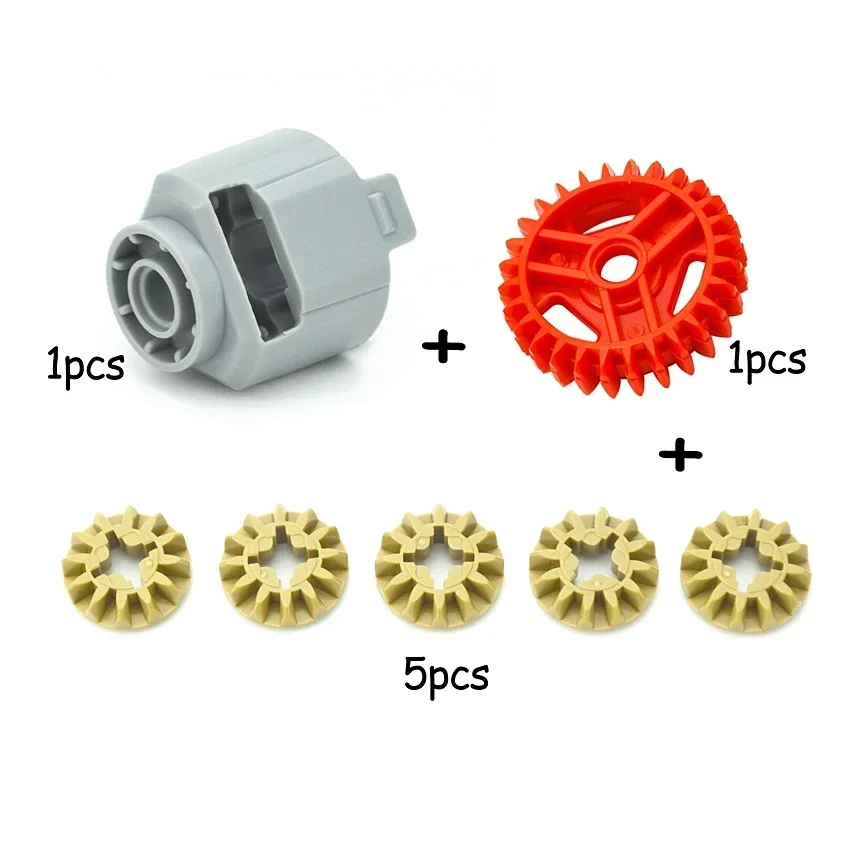 MOC Teile Technisches Differentialgetriebe-28 Zähne mit rundem Achsloch DIY Baustein Differentialgetriebe Haus 65414+65413 Ziegel