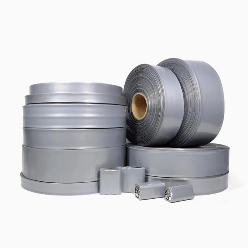 Silver-gray PVC heat shrinkable tube 18650 lithium battery pack insulation battery sleeve battery packaging tube shrink film