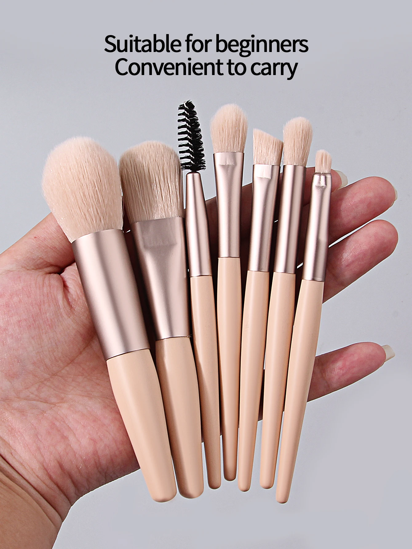 مجموعة فرش مكياج صغيرة مكونة من 7 قطع، كريم أساس للمبتدئين بشعيرات فائقة النعومة، أحمر الخدود، ظلال العيون، فرشاة خافي العيوب، فرشاة الماسكارا #4