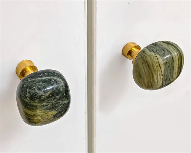 Natural Rough Stone Cabinet Handles Drawer Door Knobs Crystal Brass Furniture Handle For Kitchen Cupboard Wardrobe Closet Pulls