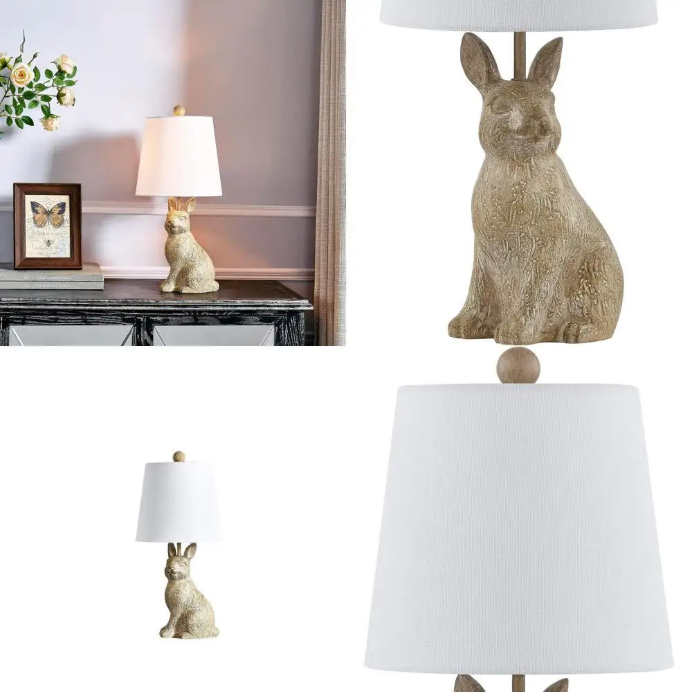 

Настольная лампа из светло-коричневой смолы в форме кролика с абажуром