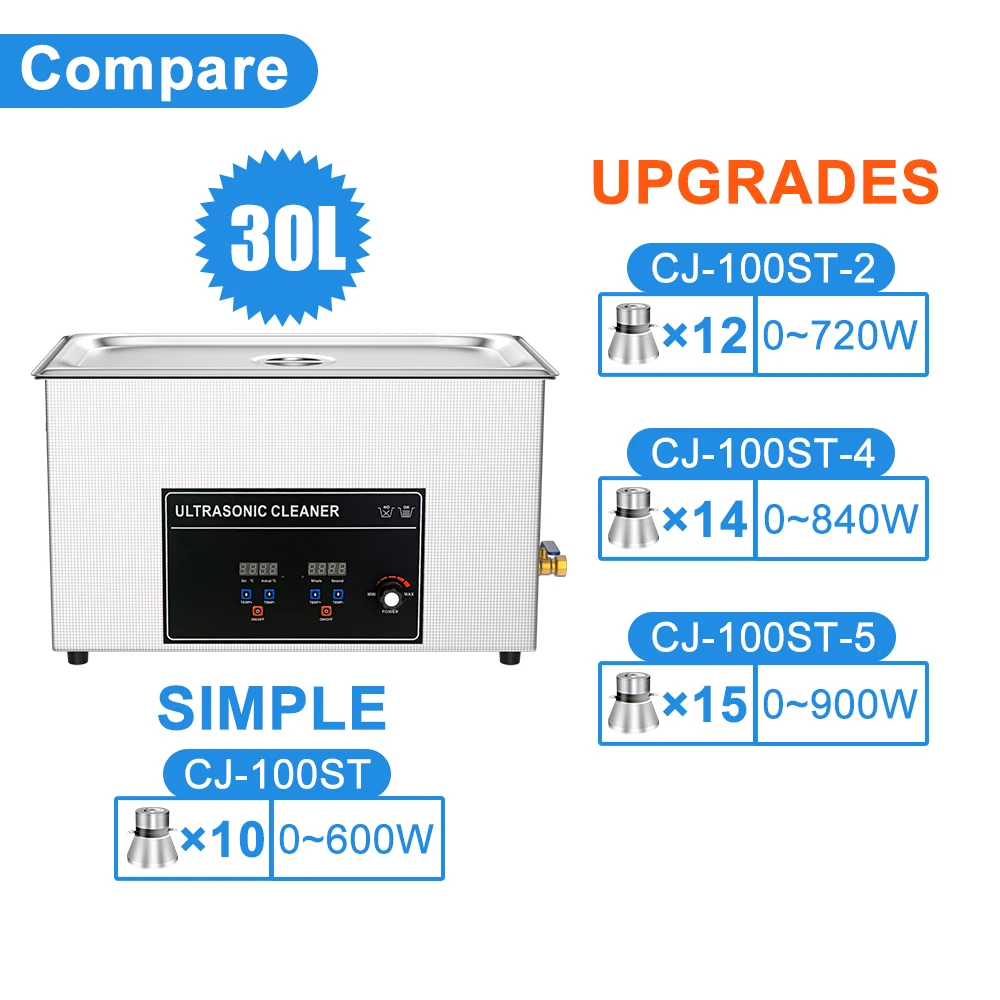 Large Ultrasonic Cleaner Machine 30l Ultrasound Cleaners Professional Ultra Sonic  Bath Cleaning Lab Auto Parts Dental Glasses