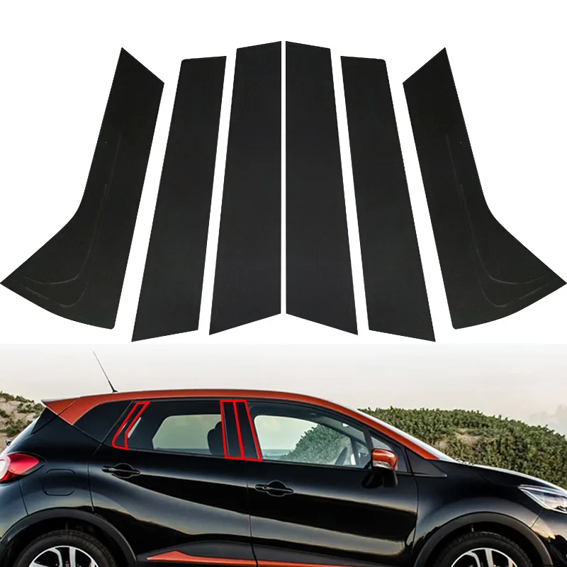 6pcs/set Car Pillar Posts Door Window Trim Cover Panel Stickers Styling Accessories Parts for Renault Captur J87 QM3 2014-2019