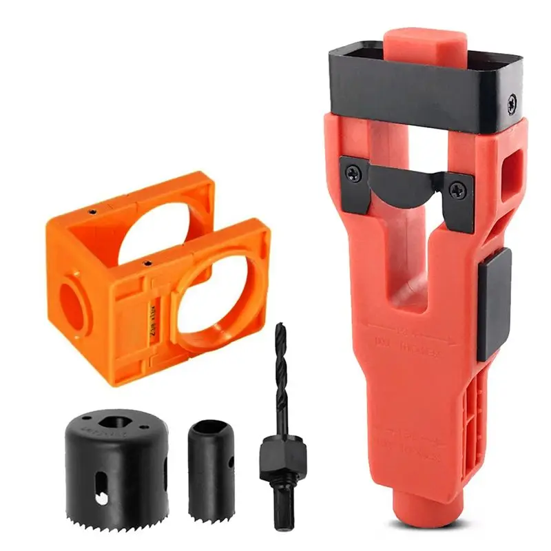 A84X-Door Lock Installation Kit With Latch Mortise Tool Hole Saw For 1-3/4" Or For 1-3/8" Thick Wooden Doors Orange