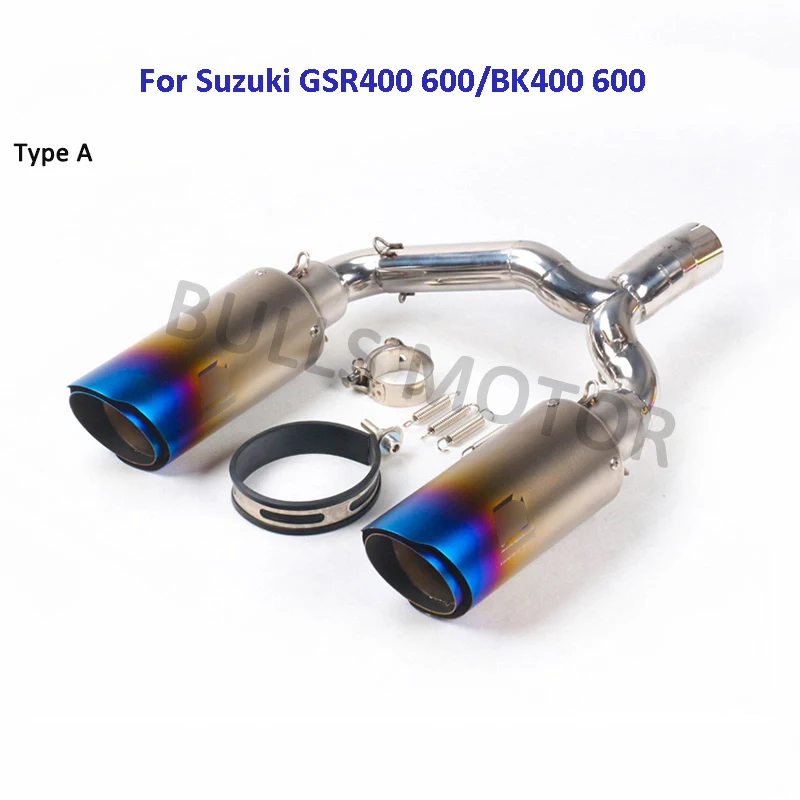 Slip on Suzukis GSR400 GSR600 BK400 BK600 2006-2012 mid link pipe with motorcycle exhaust muffler moto silencer system