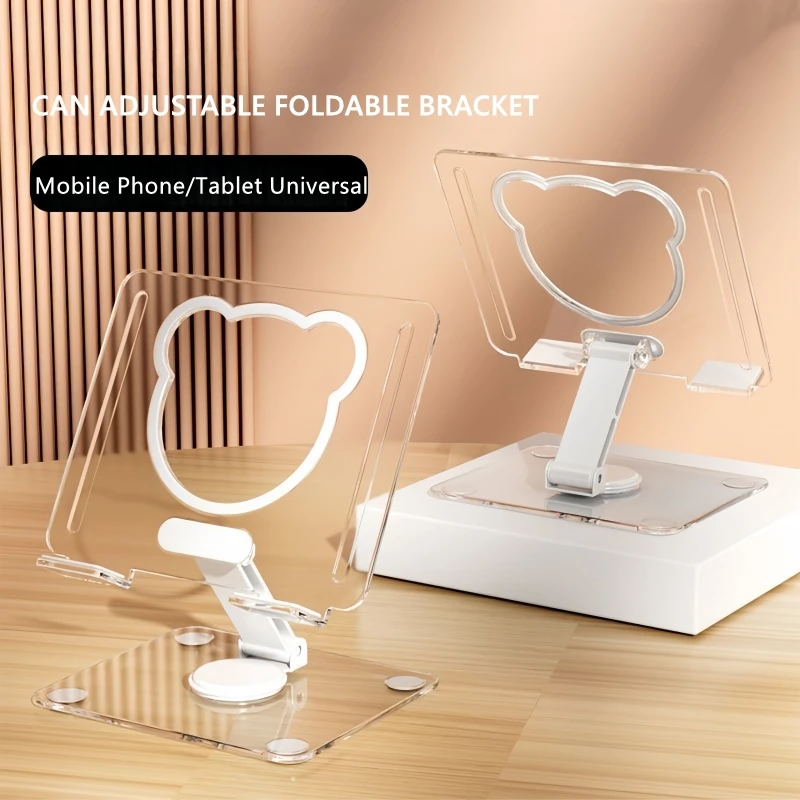 Transparent Rotating Tablet Stands Acrylic Portable Folding Desktop Mobile Phone Tablets Universal Stand