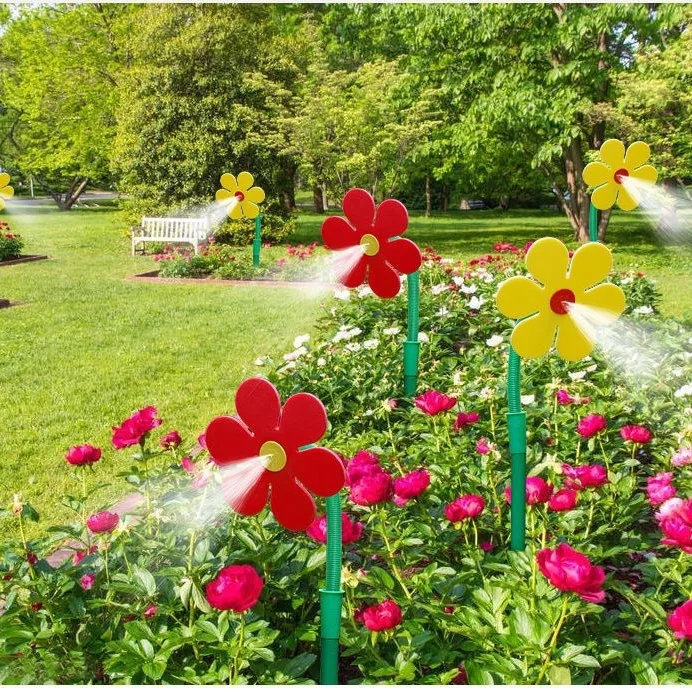 The dancing solar flower sprinkler can make the flowers sway and dance like sunflowers.