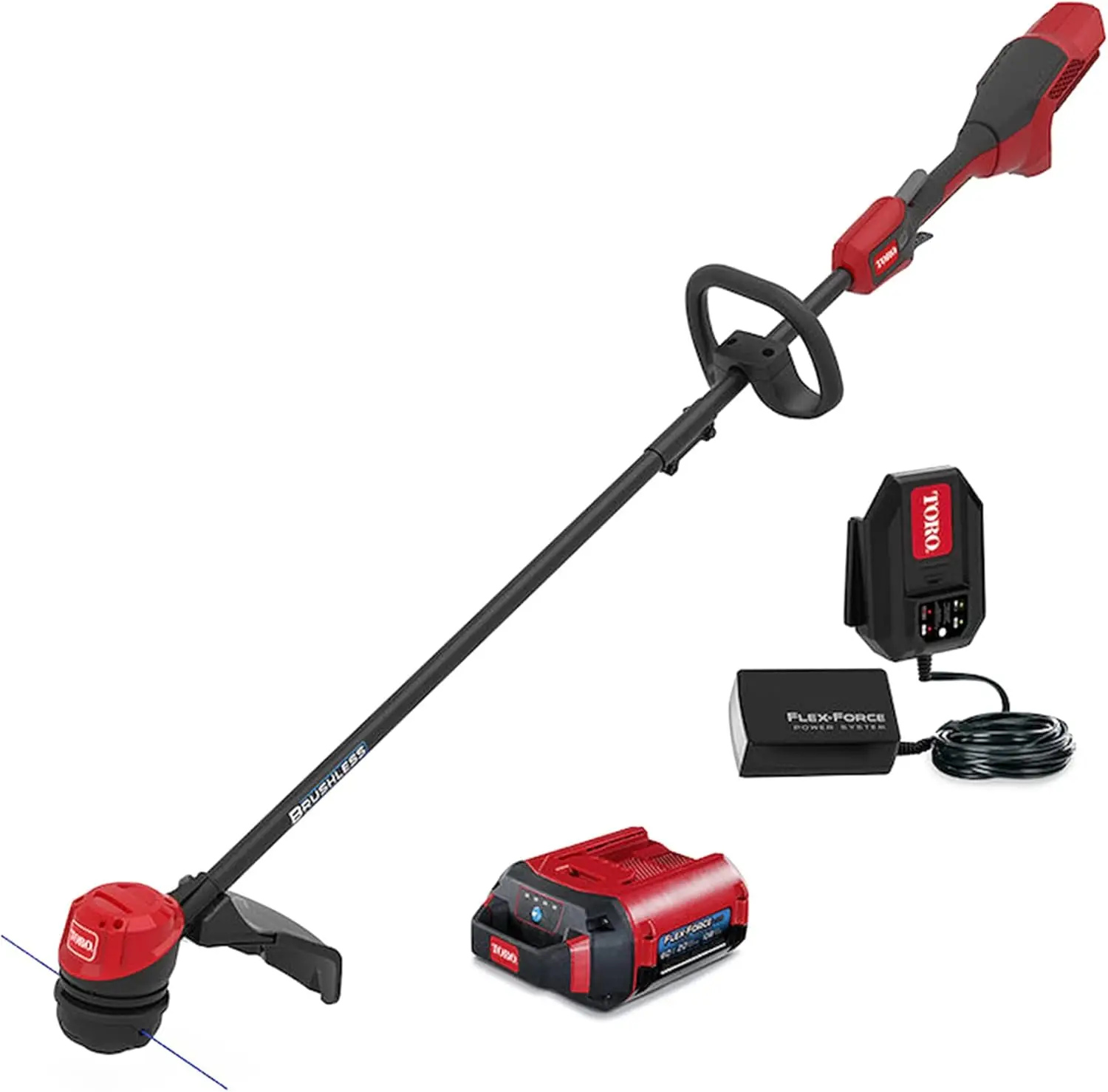 Force Power System 60V Max Lithium-Ion Brushless Cordless 13/15 Inch Electric String Trimmer with 2.0Ah Battery