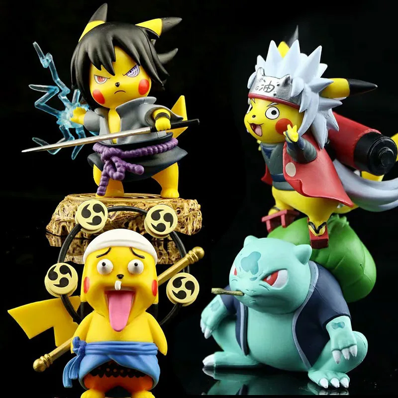 

10cmNaruto Pikachu Cos Sasuke Itachi Lightning God Resin GK Figure Statue Anime Collectible Model Doll Decor Gift Boxed
