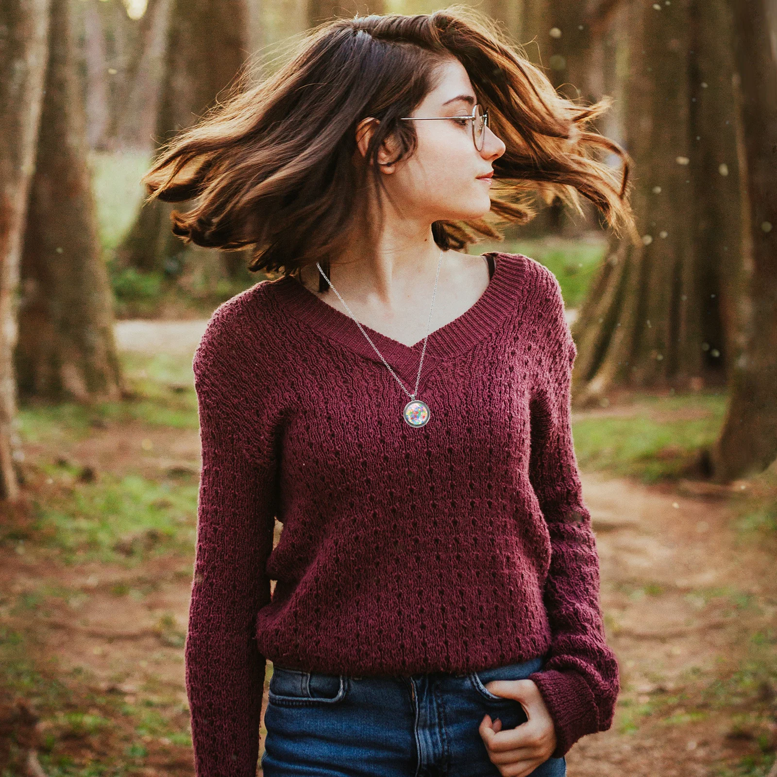 Stainless Steel Round Locket Pendant Clear Glass DIY Jewelry Making Charm for Memory Keepsakes Pet Hair Memorial Wedding Bouquet