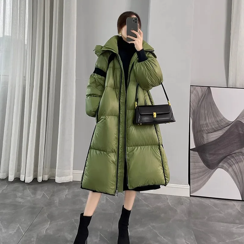 Damska kurtka puchowa -20 stopni Celsjusza Gruba parka 2025 Winter New Hooded 90% White Duck Down Coat Korea Loose Female Long Warm Parkas