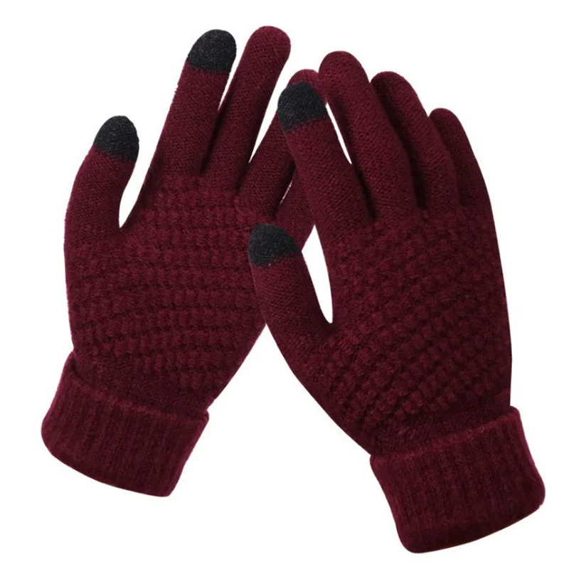 Winter touch screen gloves Cashmere thickened warm knitting outdoor cycling gloves for men and women