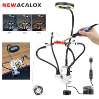 NEWACALOX Vise Table Clamp Soldering Third Hand Tool Solder PCB Holder with 3X LED Magnifier Lamp Welding Repair Helping Hands