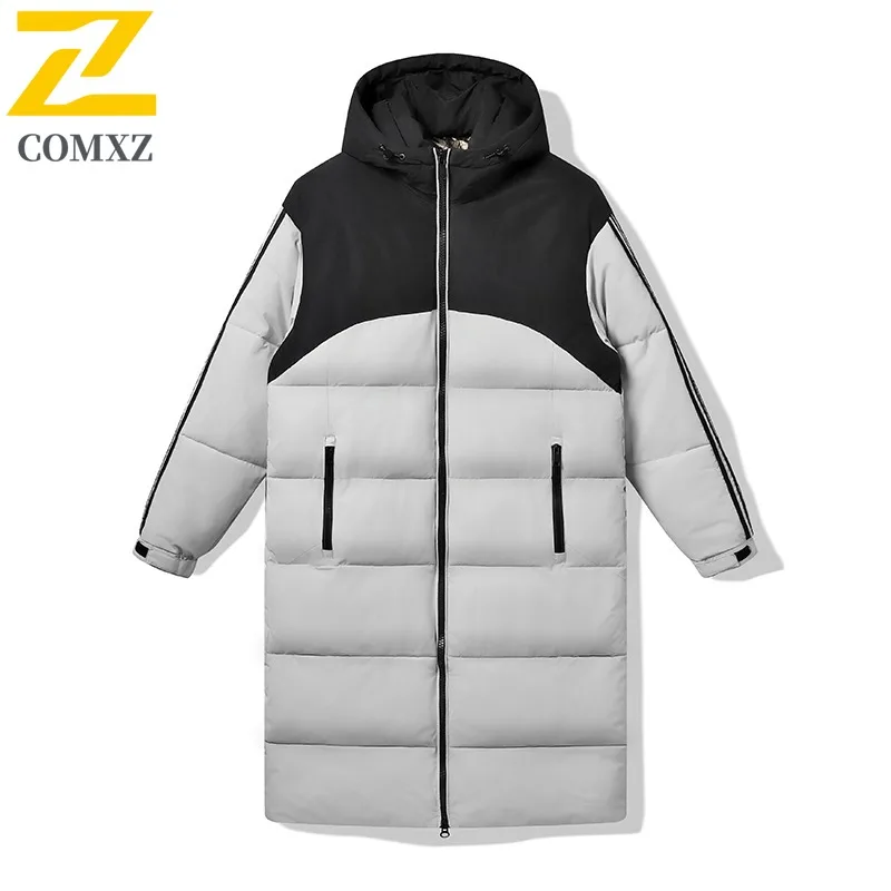 COMXZ يندبروف معطف الحشو منتصف طول حجم كبير بلون العمل الدافئة القطن وسادة مبطنة 2025 الثلوج فضفاض الرجال الخبز سترة #2