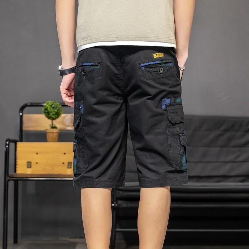 

Camouflage Patchwork Summer Cargo Short Men Outdoor Casual Mid-waist Knee Length Cotton Breathable Sport Mens Shorts Plus Size