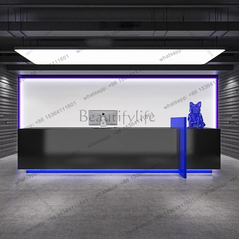 LSNordic Creative Reception Desk Modern Simple Gym Dance Studio Stainless Steel Cashier Desk Commercial Office Furniture FYRD
