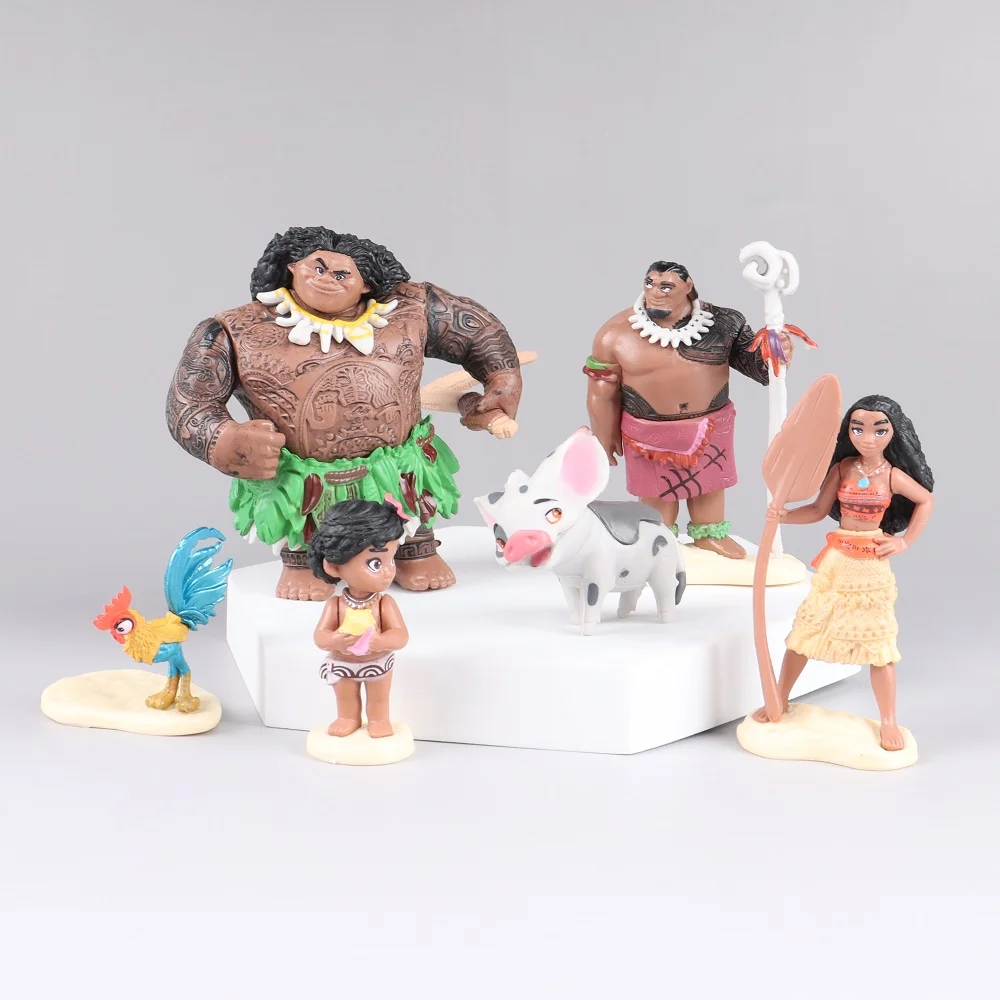 6/10Pcs Set Disney Movie Moana Figure Dolls Set Demigod Maui Moana Waialiki Heihei Action Figure Model Kids birthday Gift