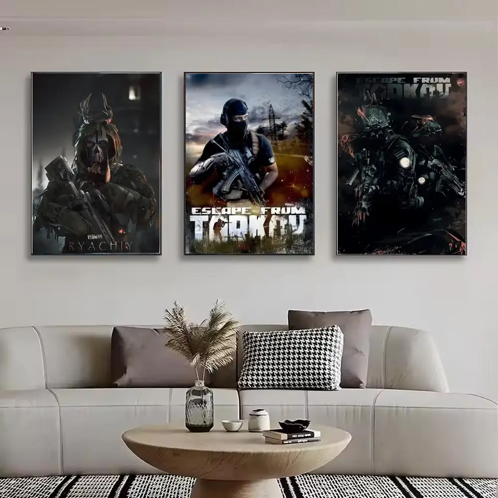Vedio Game E-Escape from Tarkov Painting Calligraphy Canvas Poster Wall Art for Bedroom Living Room Home Decor Gift