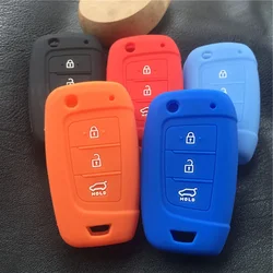 Silicone Car Key Cover for Hyundai Kona CELESTA Elantra Solaris 2017 Santa Fe Tucson Verna i35 i40 Genesis F flodingkey shell