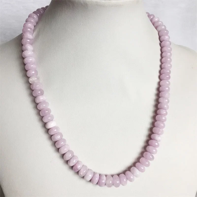 

5*8MM Purple Kunzite Jade Necklace Shiny Natural Stone Chain Chocker Beaded Mother Daughter Party Gift