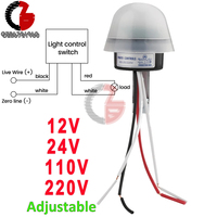 AS-20 Automatic On Off Photocell Street Light Switch AC/DC 12V 10A Photo Control Photoswitch Sensor Switch 4 Wire Adjustable