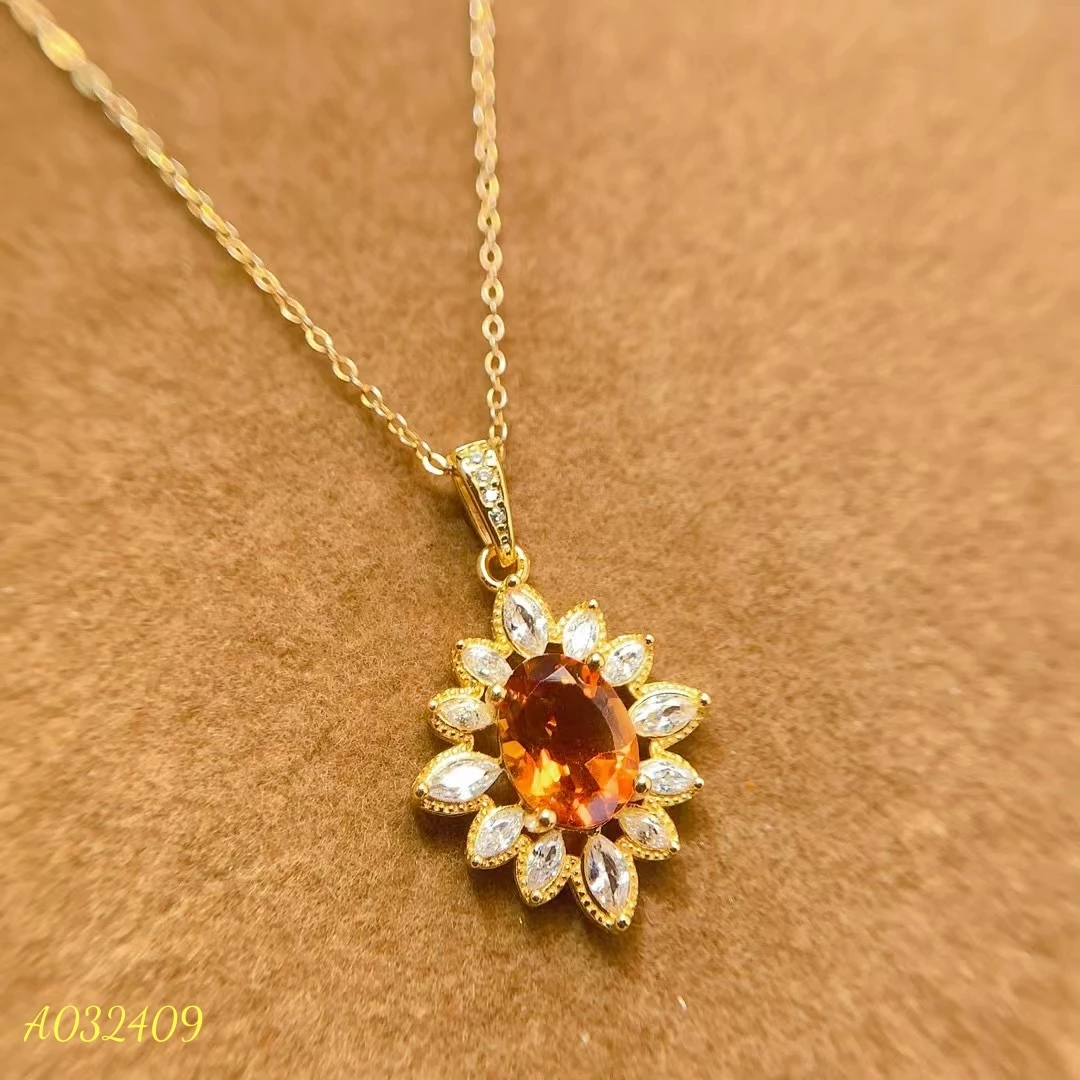 

Fine Jewelry S925 Pure Silver Exquisite Inlaid Natural Yellow Crystal Women's Pendant Christmas Birthday Party Wedding Gift