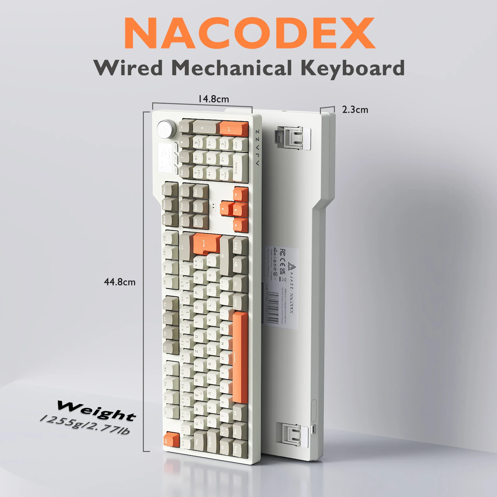AJAZZ AK35I V3 Kabelgebundene mechanische Tastatur – Vollständiges 104-Tasten-Layout (QWERTZ, deutsches ISO-Layout), vollständig Hot-Swap-fähig, Metall-Mediensteuerungsknopf, Lichteffekte,