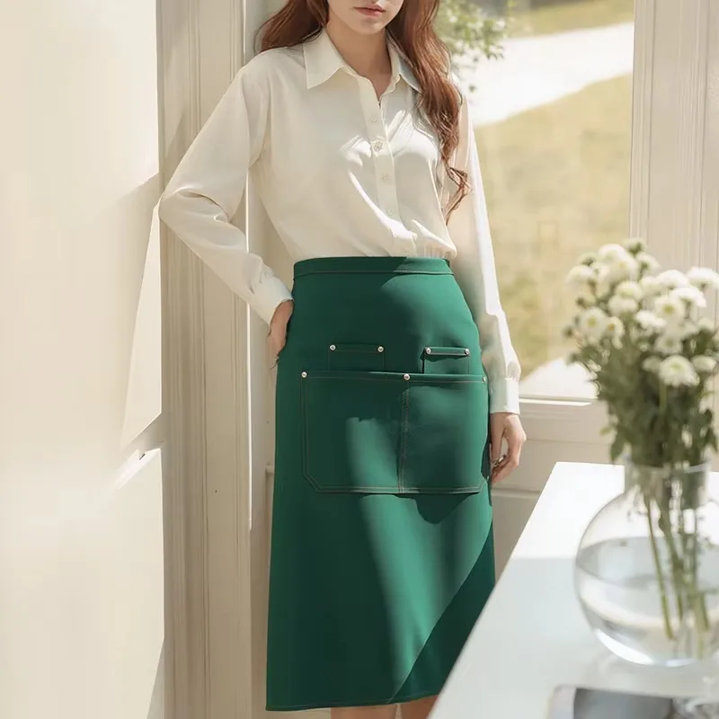 Workwear Waterproof Apron Canvas Oil-proof Large Half-length Nail Salon Hair Salon Florist Coffee Apron Hair Salon Apron