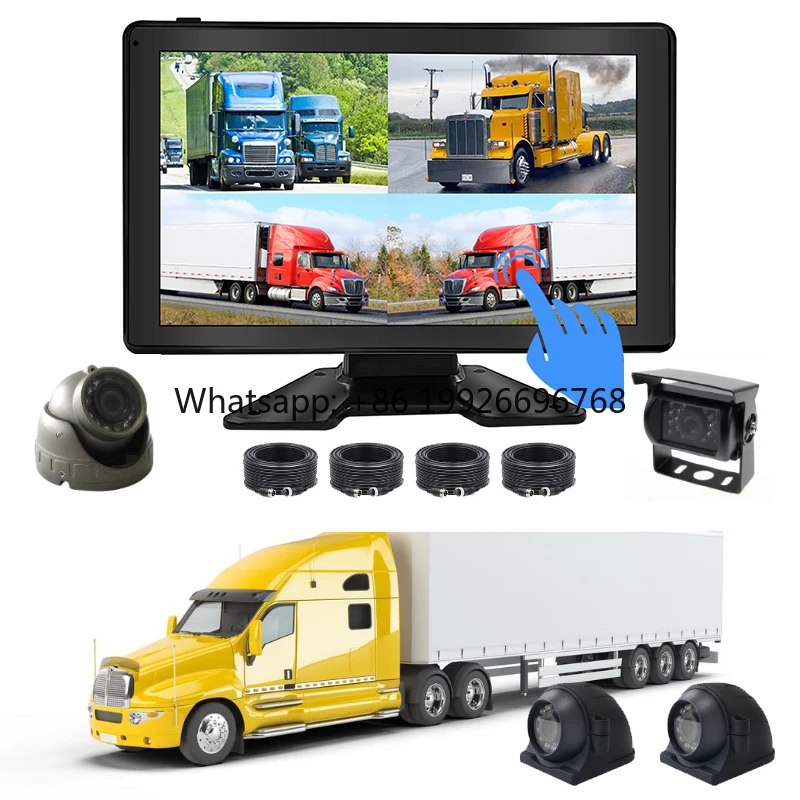 

10.1inch Touch Screen 4CH DVR Monitor CCD 1080P Night View Side View Reverse Backup Front Camera Split Car Monitor Parking