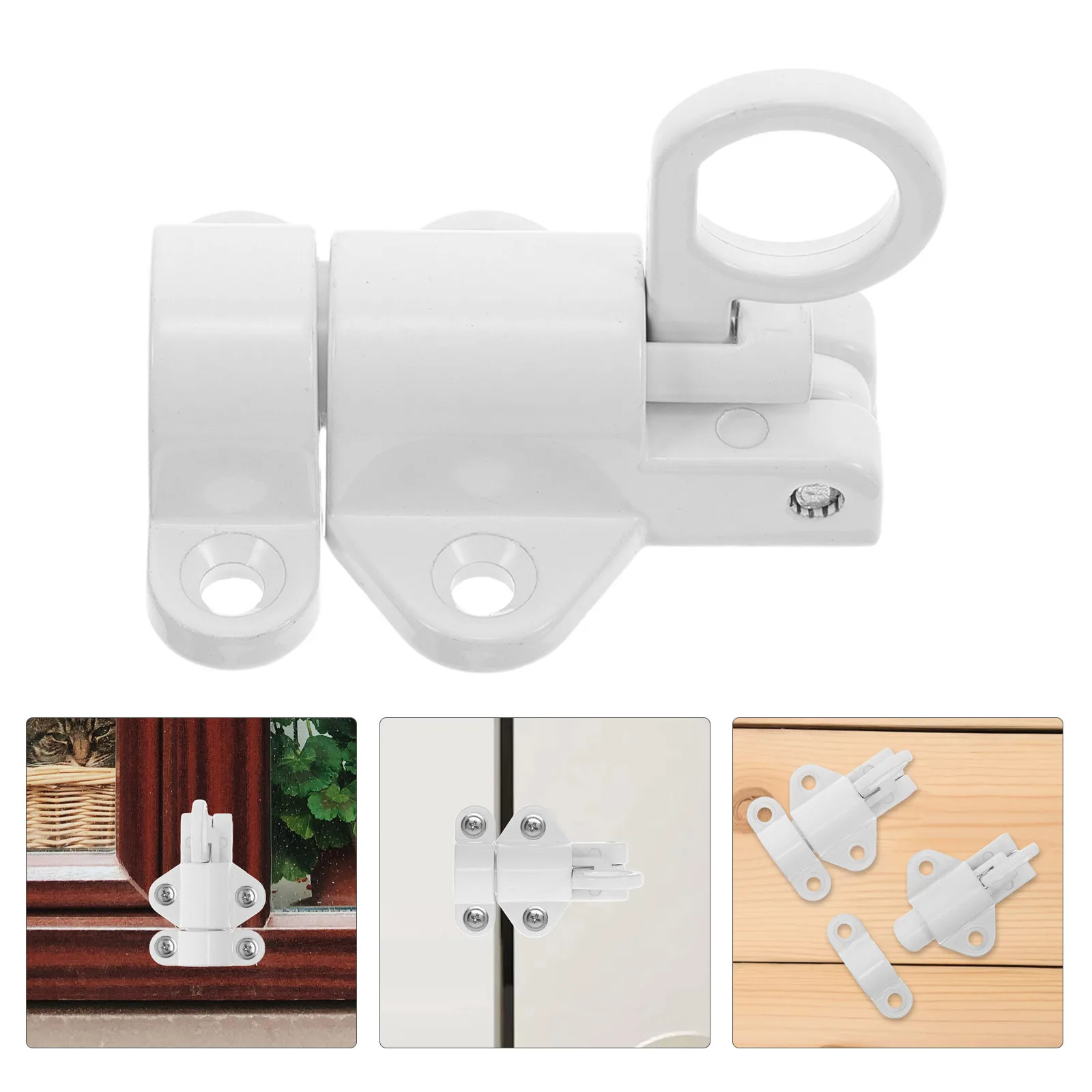 

6Pcs Aluminum Alloy Automatic Spring Latch Door Window Security Self-Closing Lock Heavy Duty Spring Loaded Bolt Sliding Window