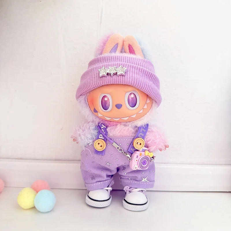 

17cm Labubu 1-3 Gen Doll Outfits | Purple Night Sky Star-Dot Outfit | Clothes for Labubu Pendants Accessories