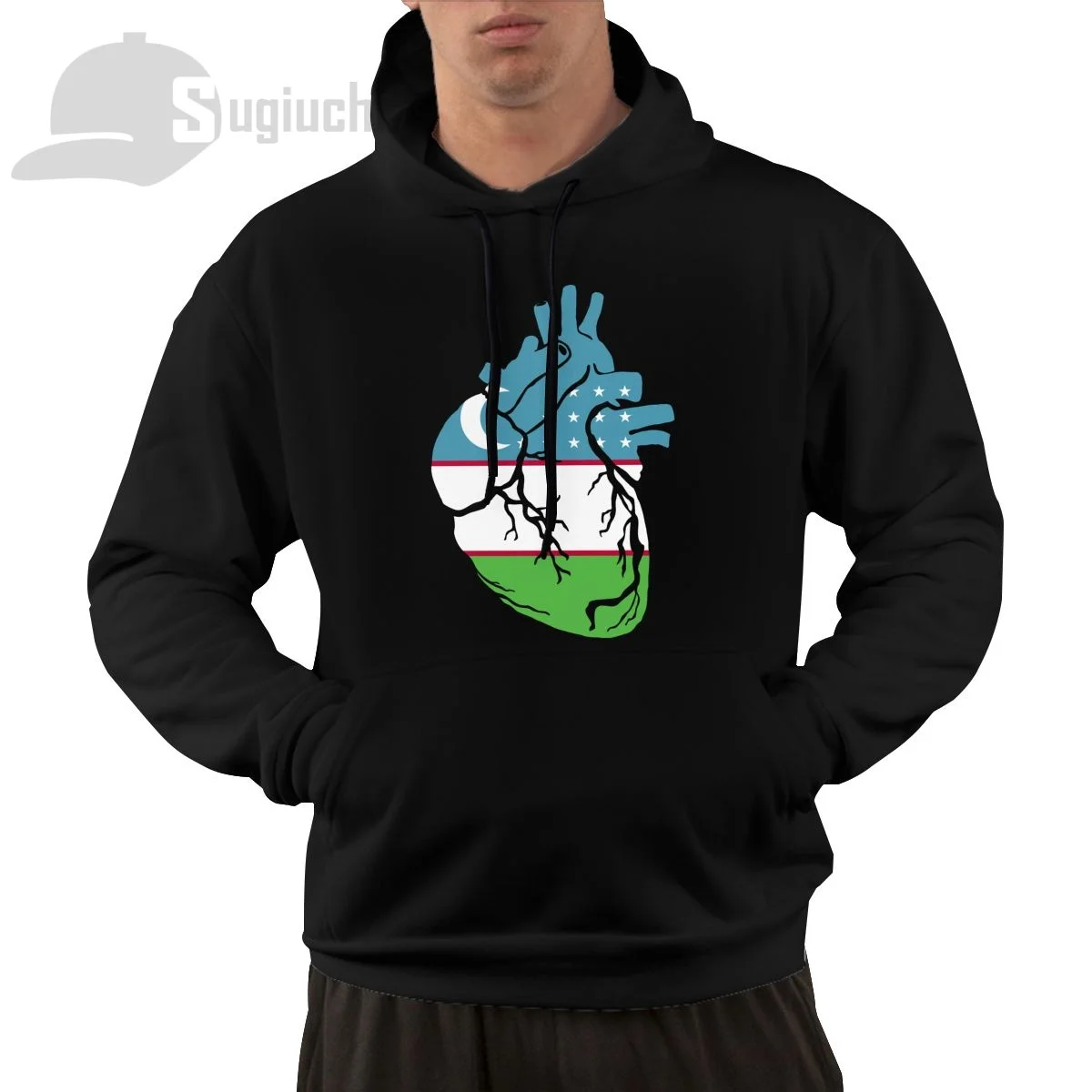 

Uzbekistan Anatomical Heart Shape Country Flag Cotton Pullover Hoodie Men Women Unisex Hip Hop Style Sweatshirt