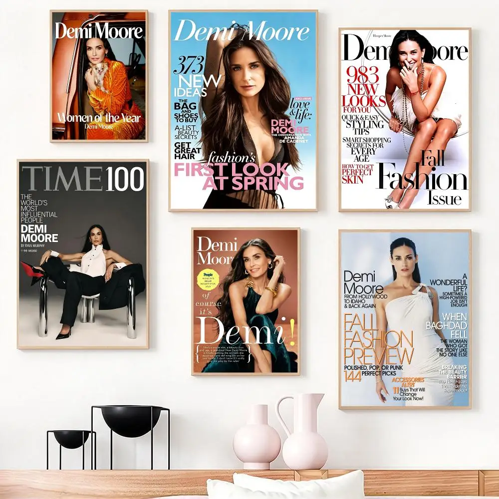 actress Demi Moore Poster Poster HD Frameless Creamy Style Home Decor Wall Art for Living Room Bedroom Gift